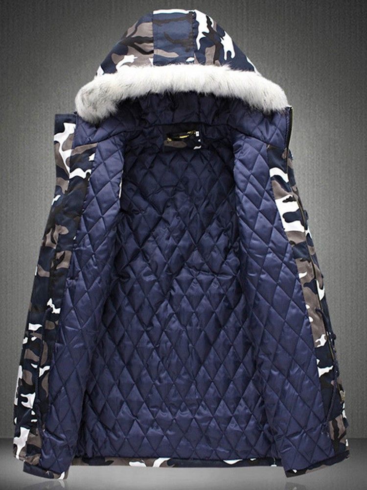 Zip Camouflage Thicken Warm Herren Wintermantel