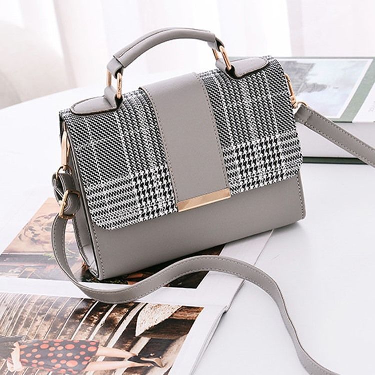 Farbblock Pu-houndstooth Square Tote Bags