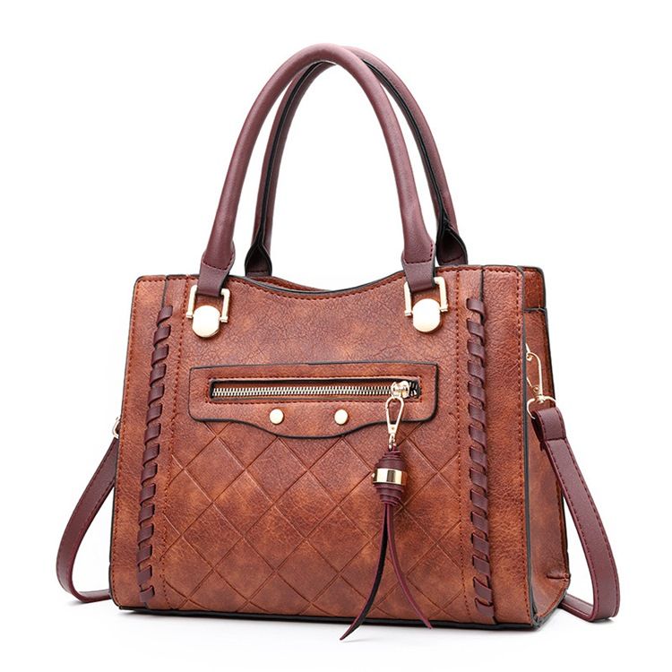 Karierte Handtasche Mit Pu-steppfutter