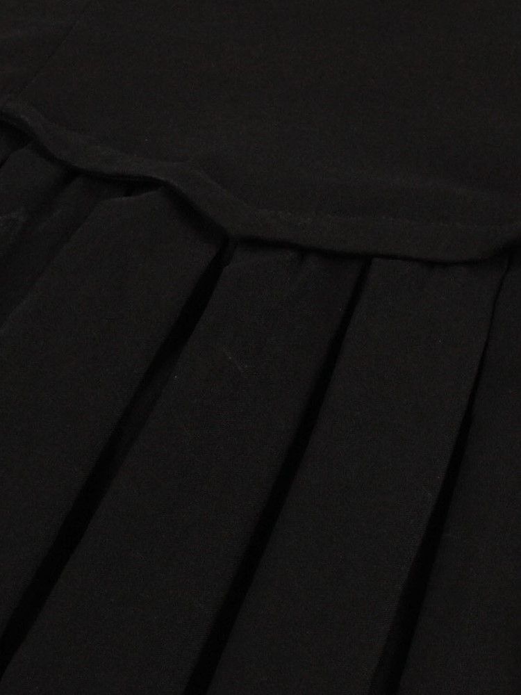 Damen Lange Ärmel Patchwork Plissee A-linienkleid