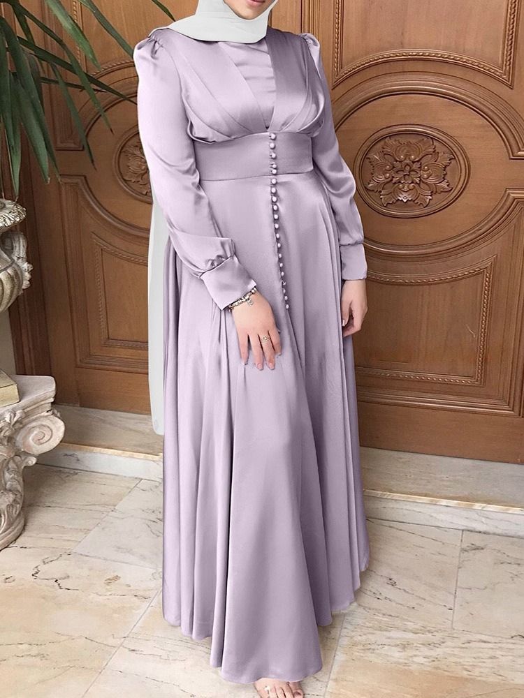 Langärmeliges Patchwork Bodenlanges Herbst Muslimisches Damenkleid
