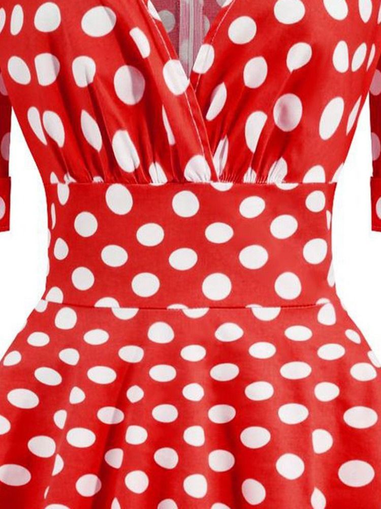 Mitte Wade Kurzarm V-ausschnitt Damen A-linien Kleid