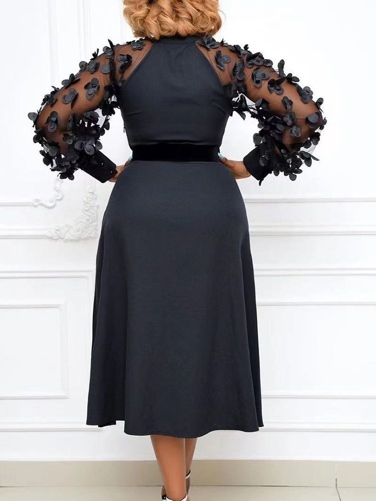 Mitte-waden-langarm-patchwork-frauen-pulloverkleid
