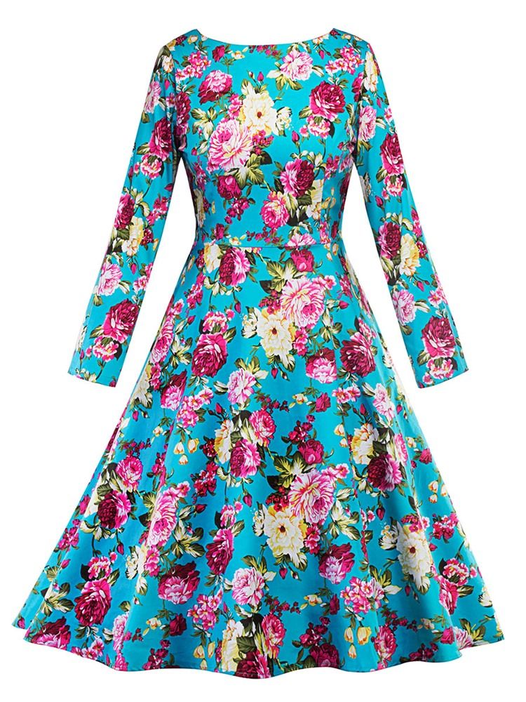 Print Scoop Floral Damen Skaterkleid