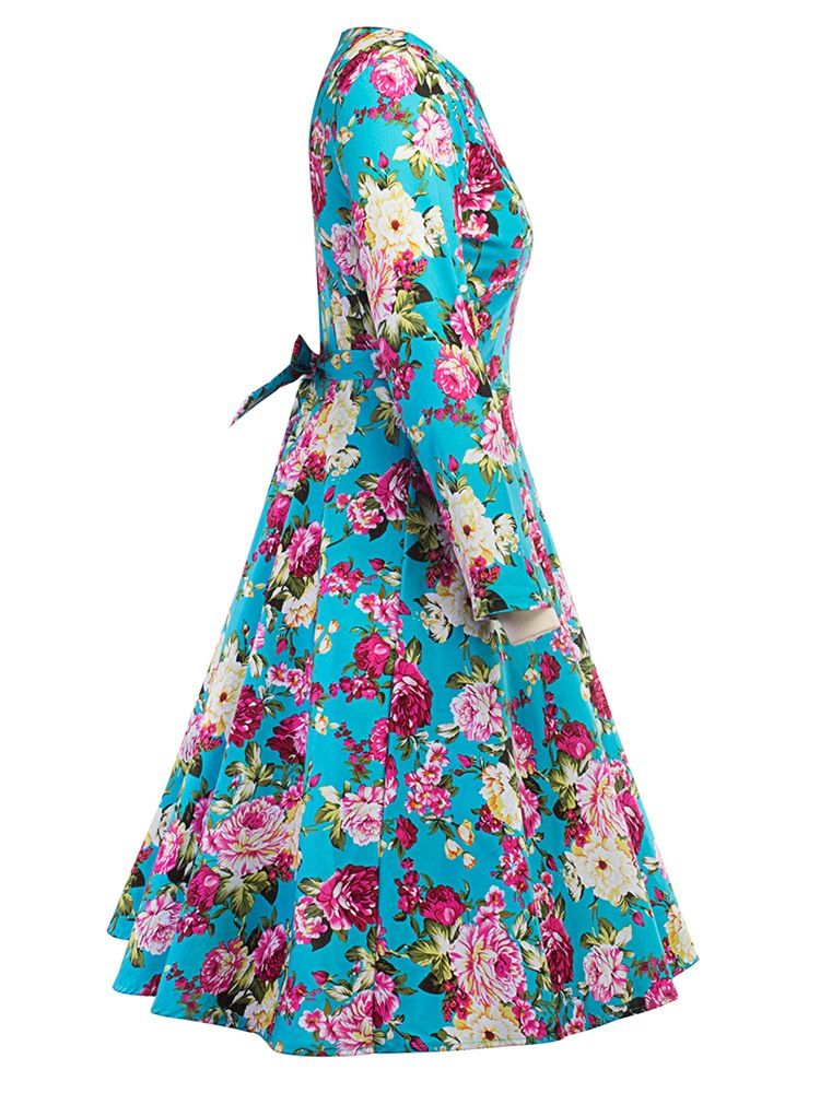 Print Scoop Floral Damen Skaterkleid
