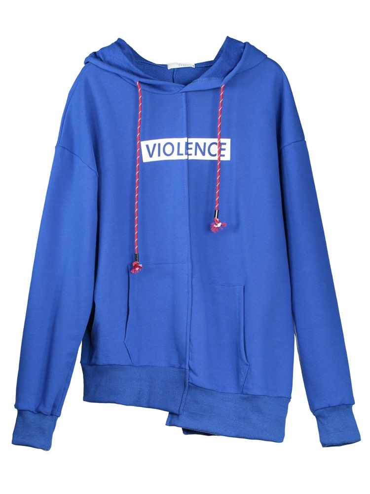 Damen-hoodie Mit Buchstabendruck Asymmetrisch Mit Känguru-tasche