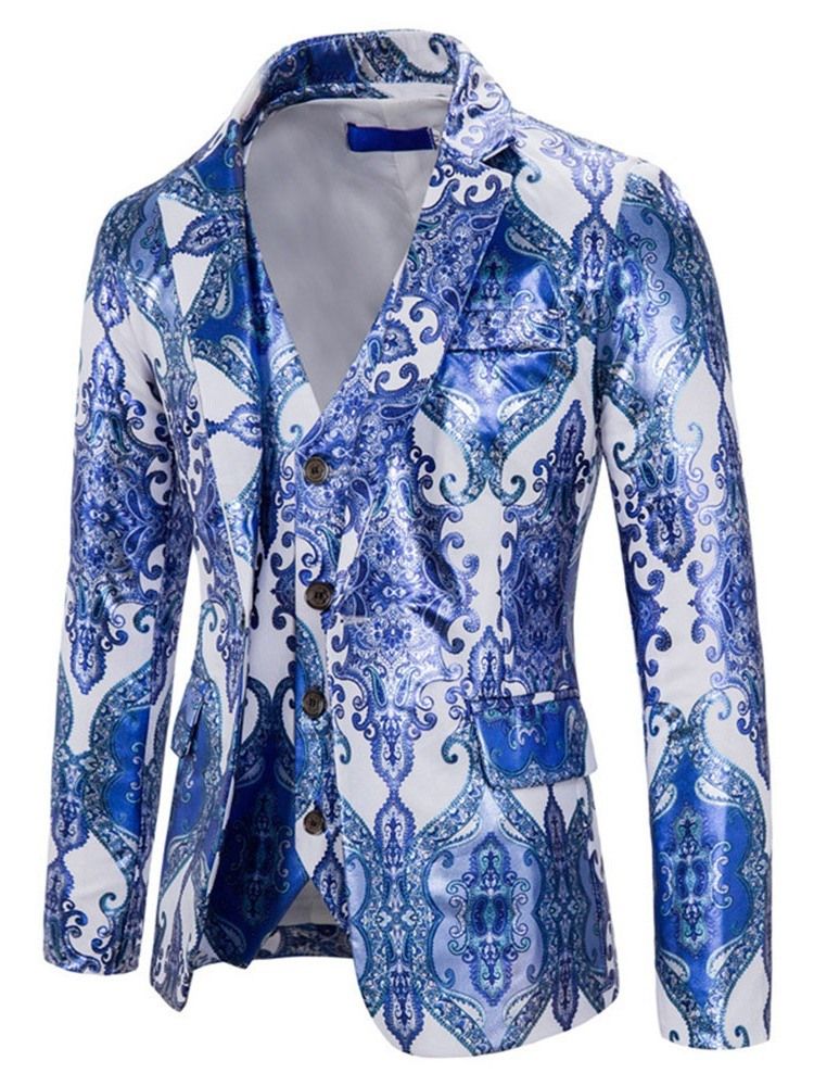 Blazer Print Ein Knopf Herren Anzug