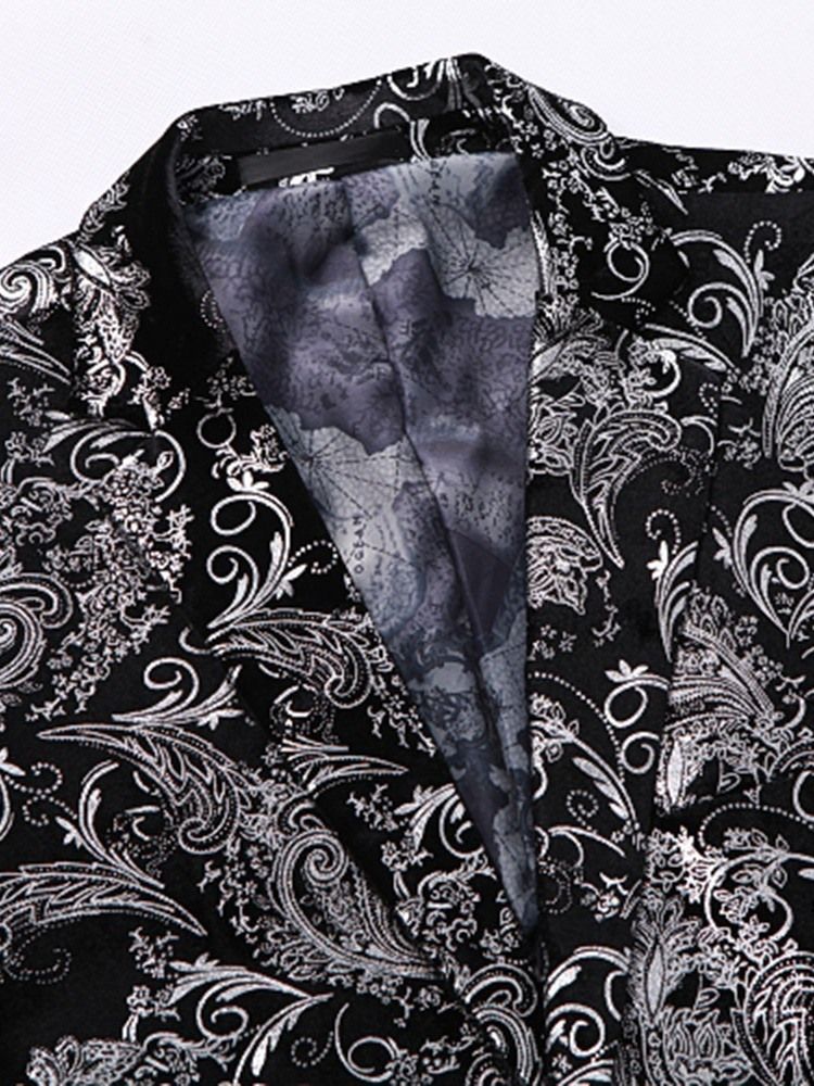 Blumenbedruckter 3-teiliger Herren Casual Party Dress Suit