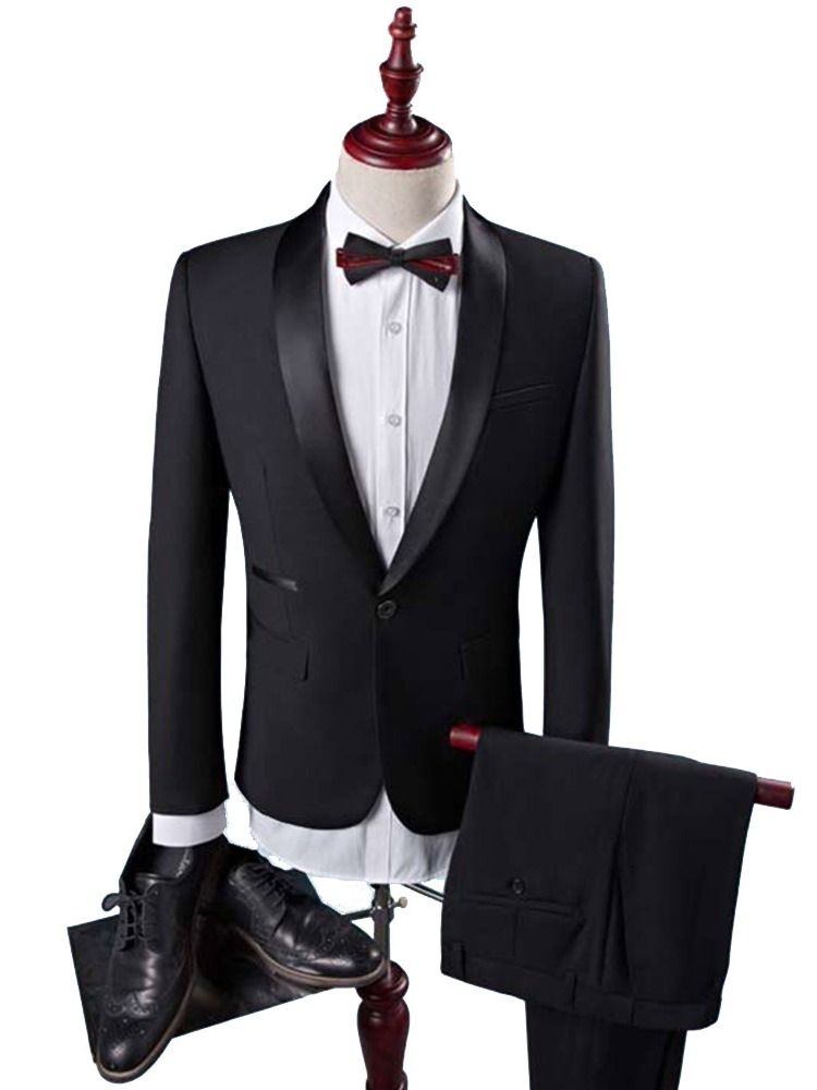Uni Ein Knopf Schalkragen Herren Party Hochzeitsanzug