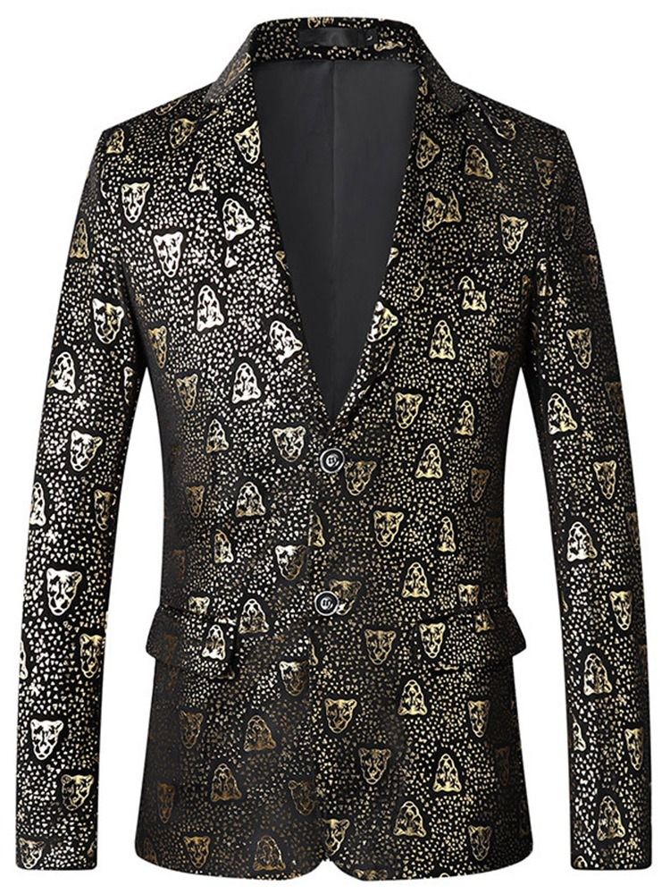 Color Block Gekerbter Revers Herren Einreihiger Blazer