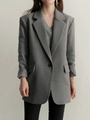 Damen Gekerbter Revers Schlichter Ein-knopf Regular Frühling Casual Blazer