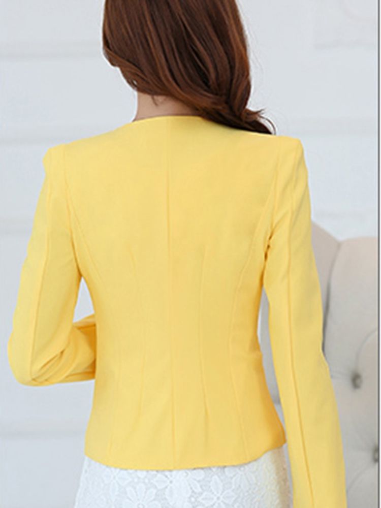 Einfarbiger Ein-knopf-langarm-blazer Für Damen