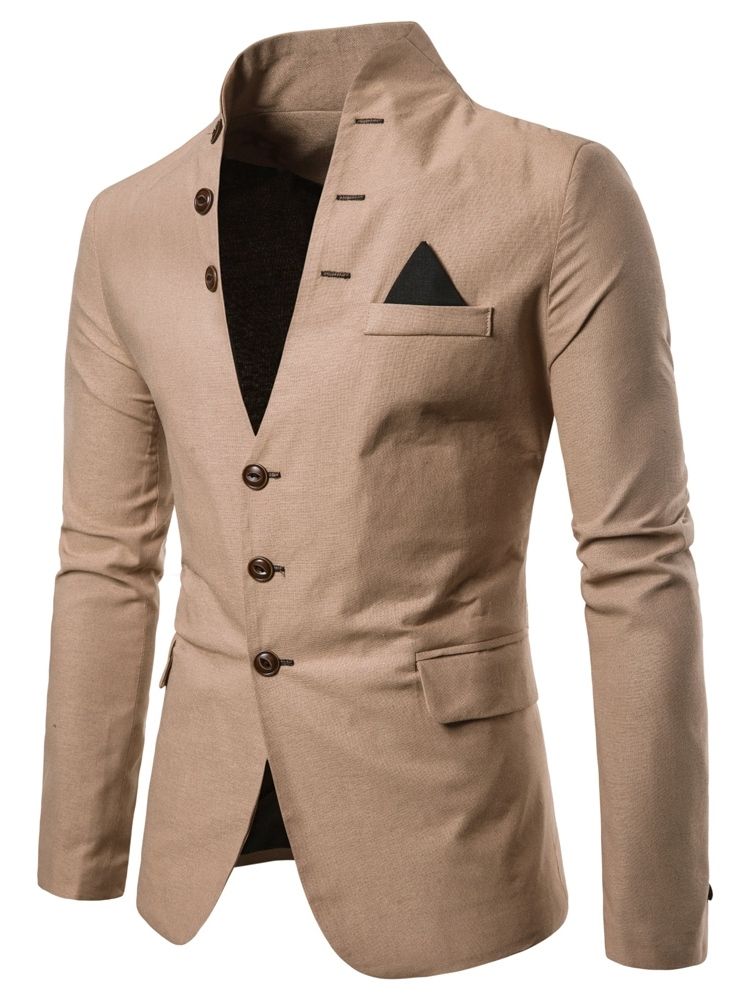 Einreihiger Herren-blazer Mit Schlichtem Stehkragen Und Tasche