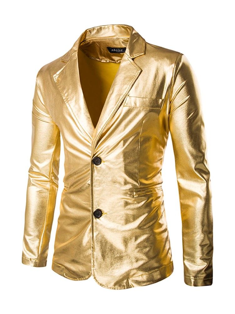 Einreihiger Herren-partyblazer In Metallic-optik Mit Kerbe Und Revers