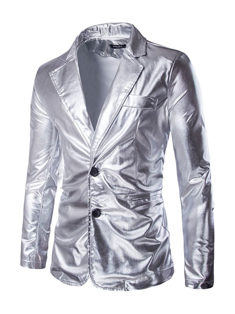 Einreihiger Herren-partyblazer In Metallic-optik Mit Kerbe Und Revers