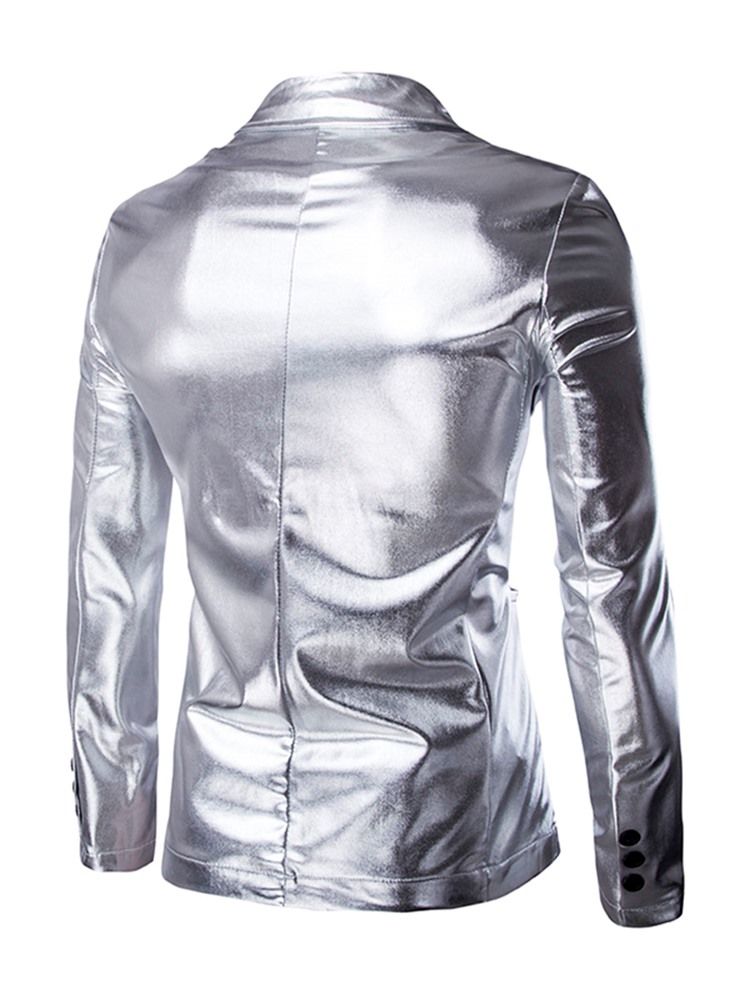 Einreihiger Herren-partyblazer In Metallic-optik Mit Kerbe Und Revers
