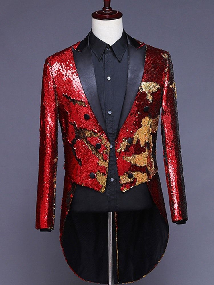Farbblock-knopf Mode Bühnenkostüme Herren Blazer