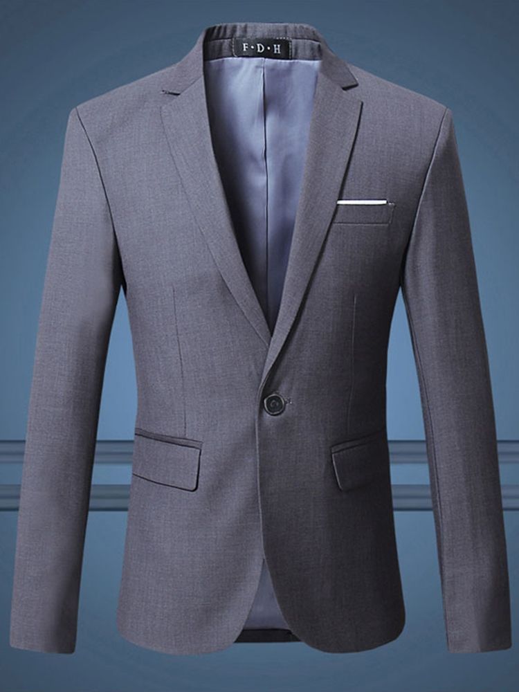 Plain Plus Size One Button Revers Herren Blazer