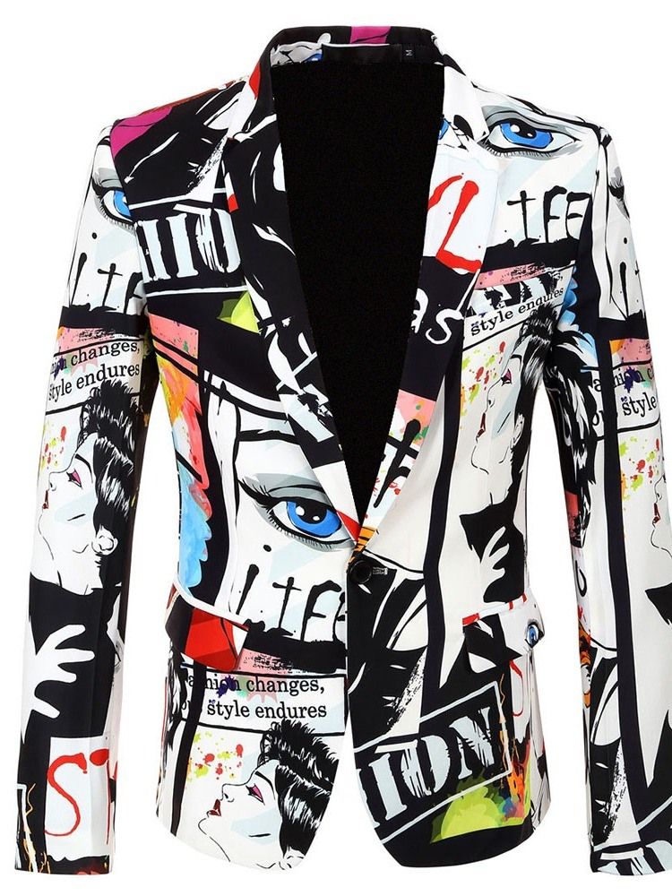 Print Fashion Color Block Herren Blazer
