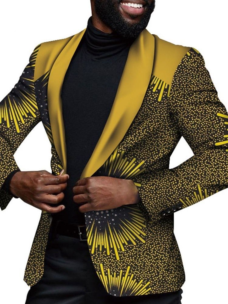 Slim One Button Print Herren Freizeitblazer