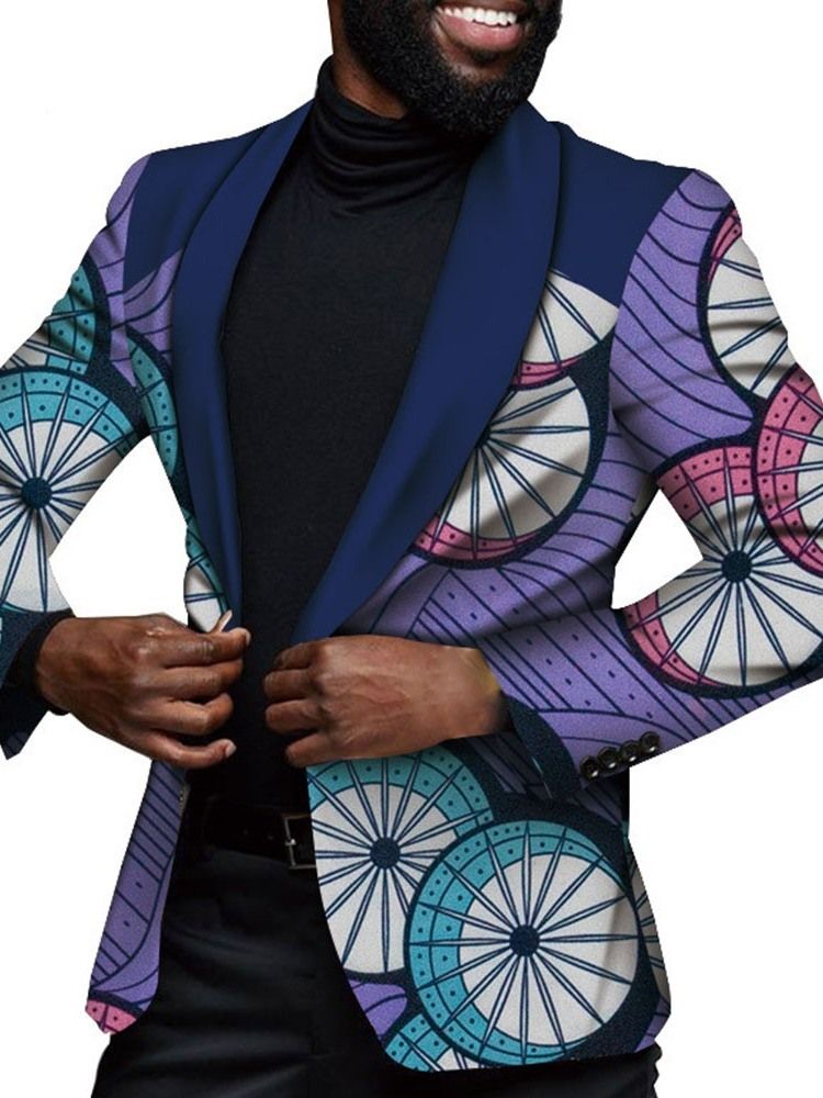 Slim One Button Print Herren Freizeitblazer