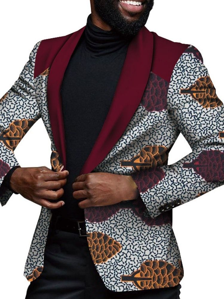 Slim One Button Print Herren Freizeitblazer