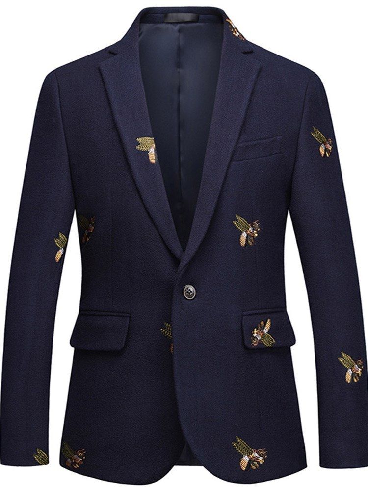 Tierstickerei Ein Knopf Revers Herren Casual Ball Blazer