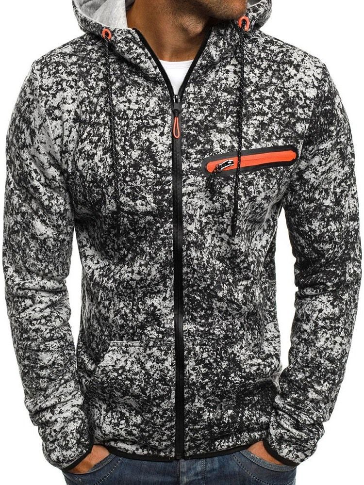 Artificial Fleece Color Block Cardigan Winter Herren Hoodies