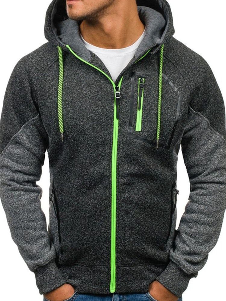 Color Block Cardigan Kunstfleece Lose Herren Casual Hoodies