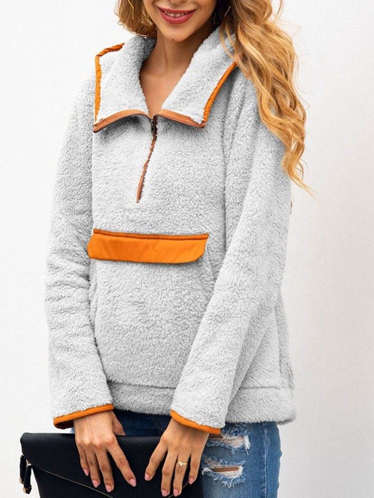 Color Block Regular Winter Langarm Damen Hoodie
