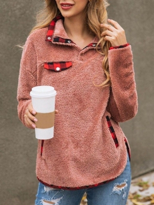Color Block Regular Winter Mittellanger Damen Hoodie