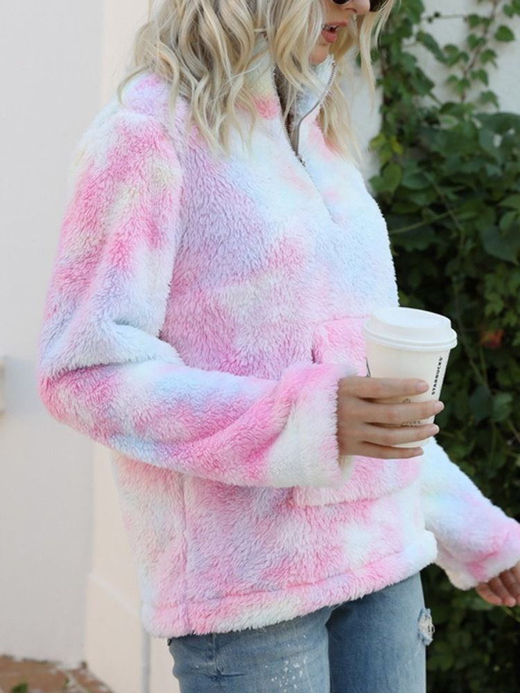 Damen-farbblock-print Regular Langarm Winter Hoodie