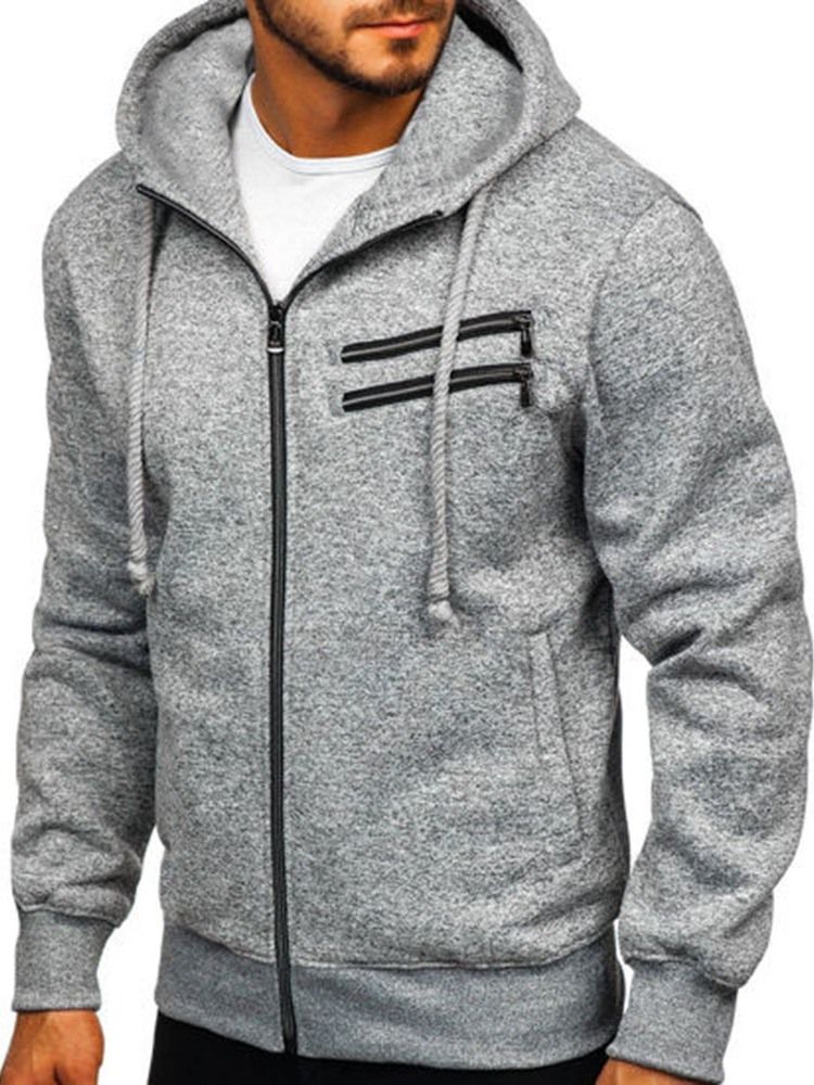 Einfarbige Kunstfleece-herren-kapuzenpullover Mit Taschen