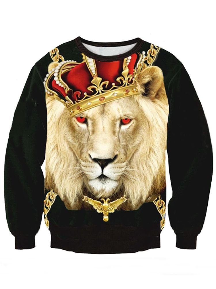 Männer 3d Lion Digital Print Pullover Lose Hoodies