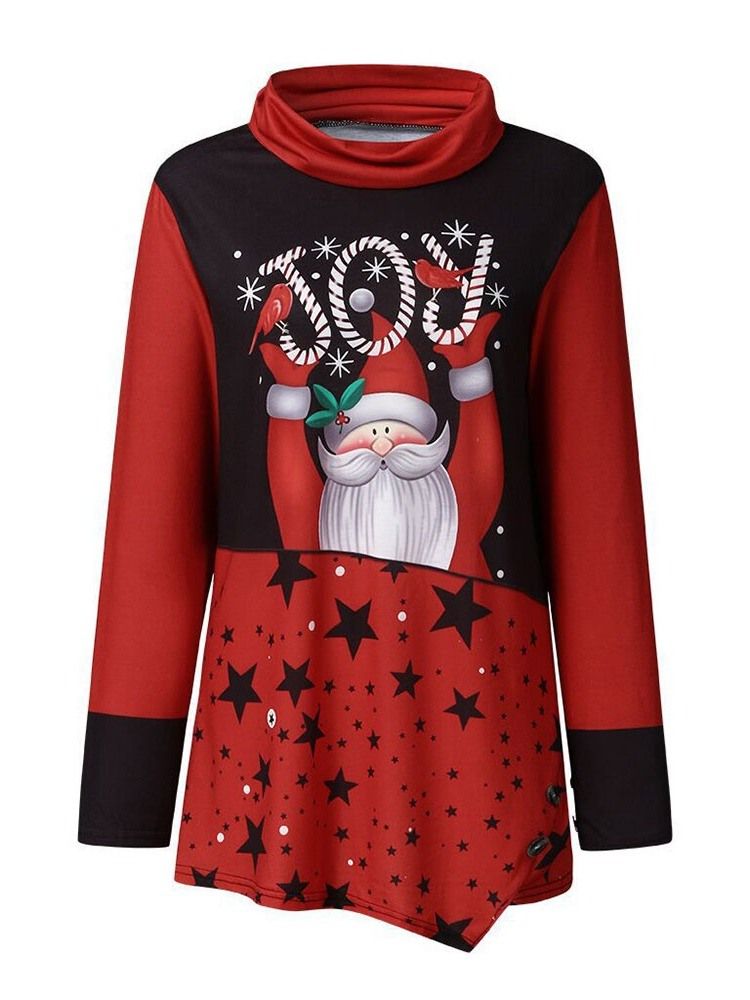 Regular Color Block Print Langarm Weihnachten Damen Hoodie