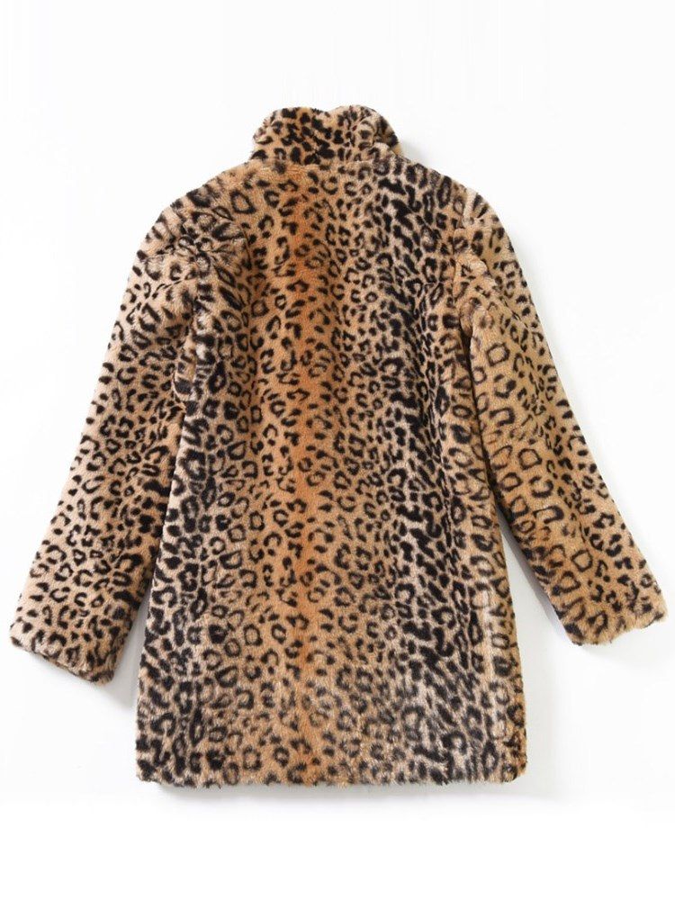 Damen Lockerer Leoparden-sexy-mantel Mit Langen Ärmeln