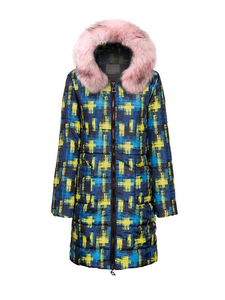 Patchwork Lose Lange Wattierte Damenjacke