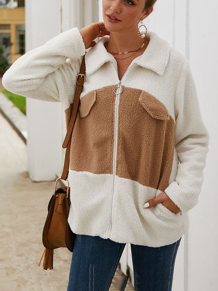 Patchwork Slim Regular Revers Damenmantel