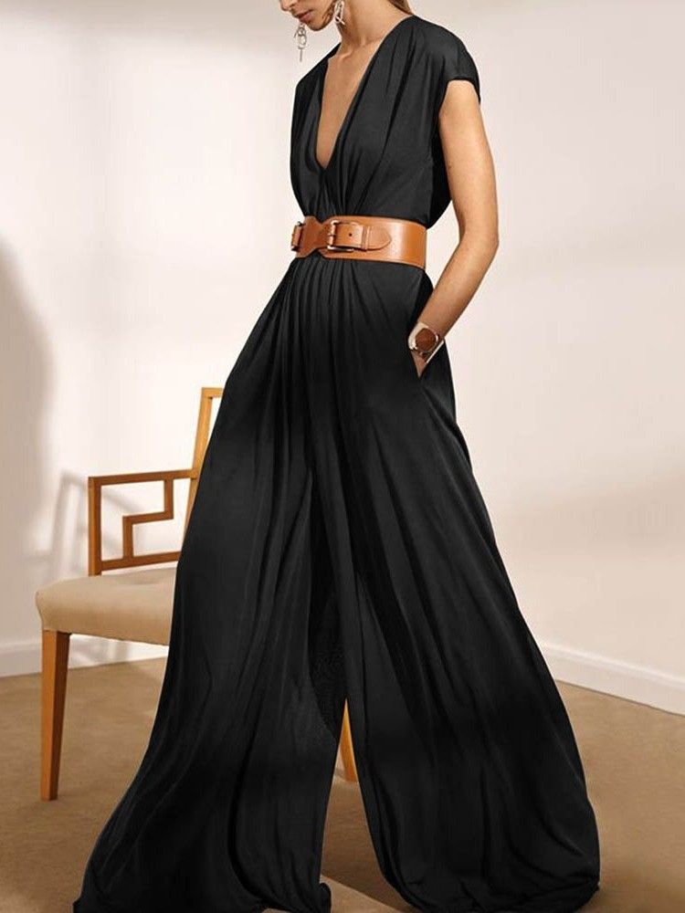 Fashion Schlichter Overall Mit Weitem Bein In Voller Länge Schmaler Damen-overall
