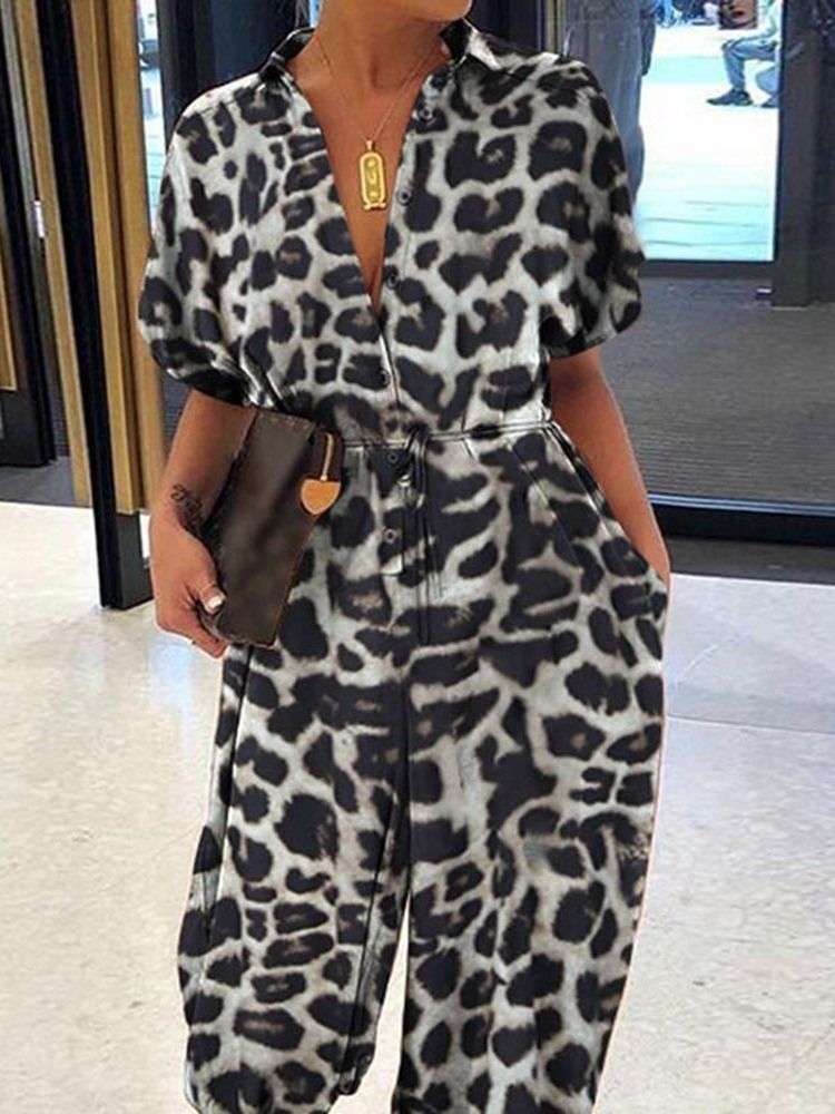 Knöchellange Casual Leopard Pencil Pants Slim Damen Jumpsuit