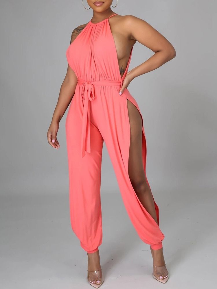 Plain Hollow Sexy Loose High Waist Damen Overall