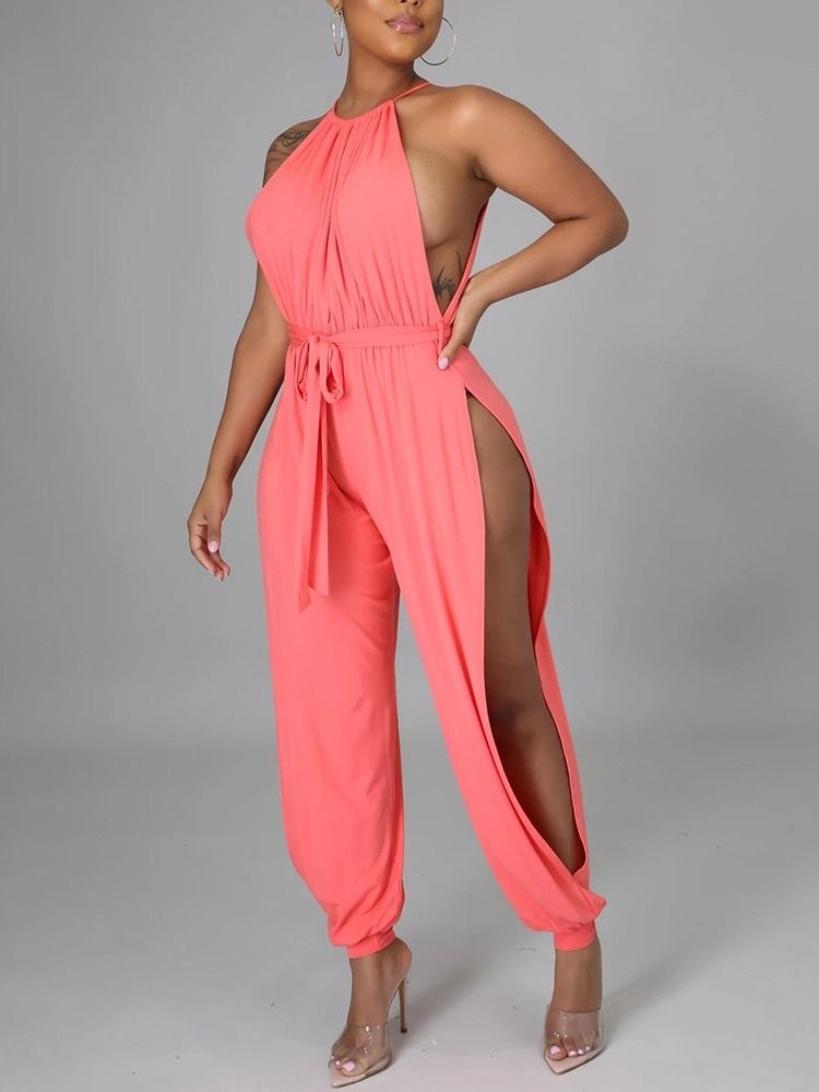 Plain Hollow Sexy Loose High Waist Damen Overall