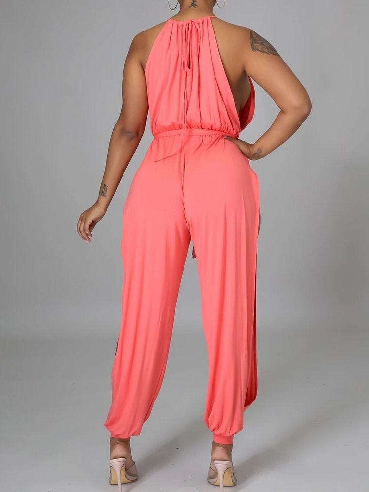 Plain Hollow Sexy Loose High Waist Damen Overall
