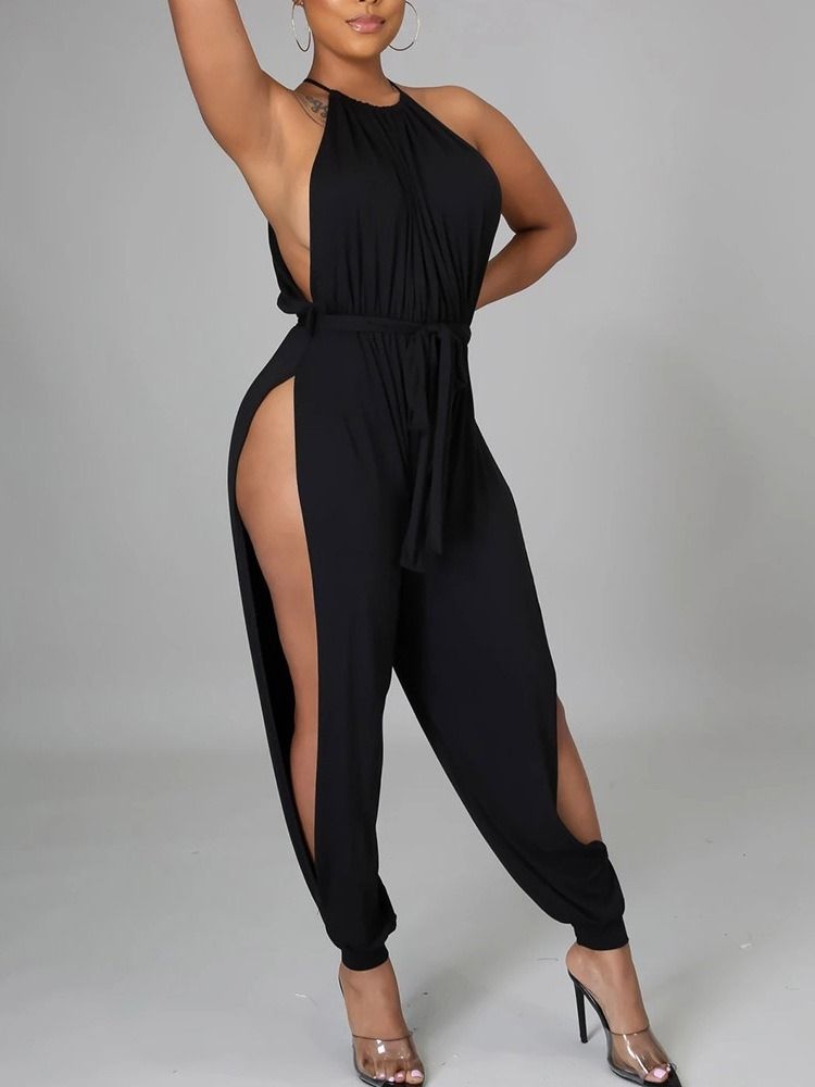 Plain Hollow Sexy Loose High Waist Damen Overall