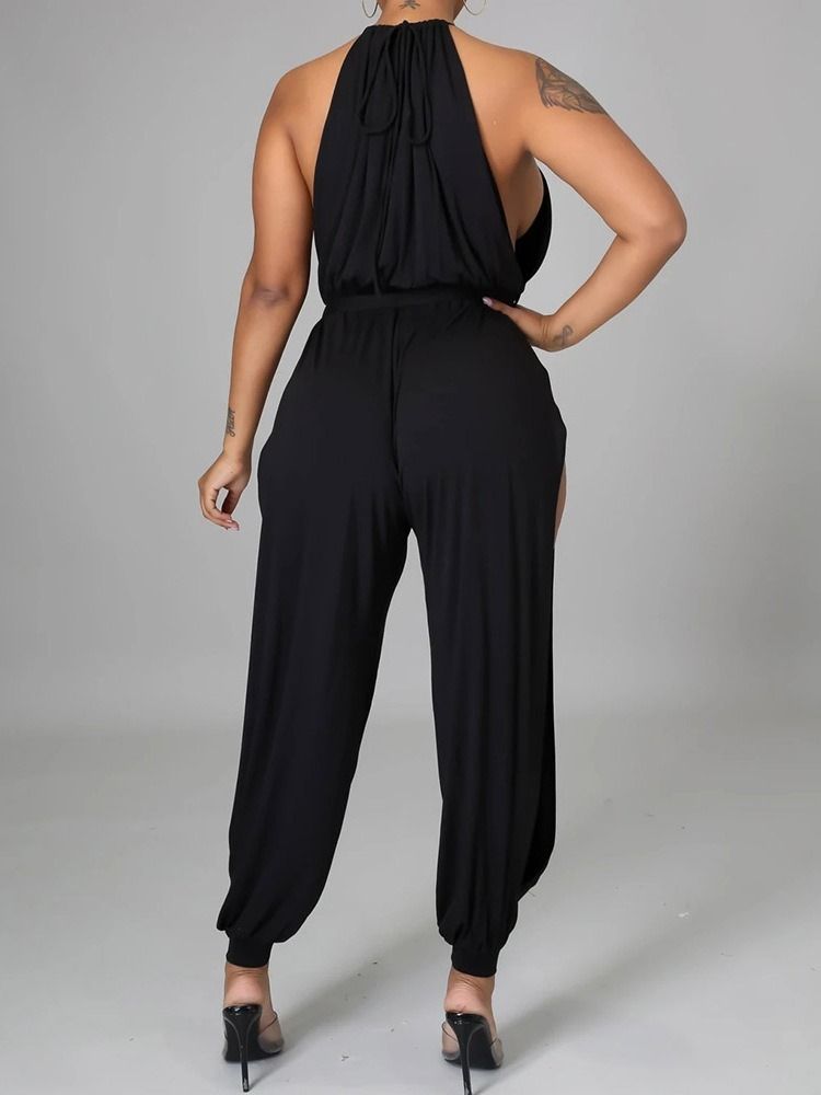 Plain Hollow Sexy Loose High Waist Damen Overall
