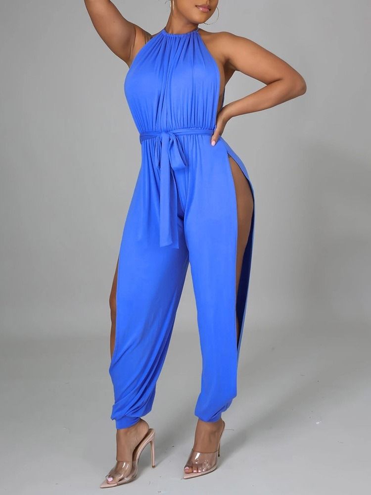Plain Hollow Sexy Loose High Waist Damen Overall