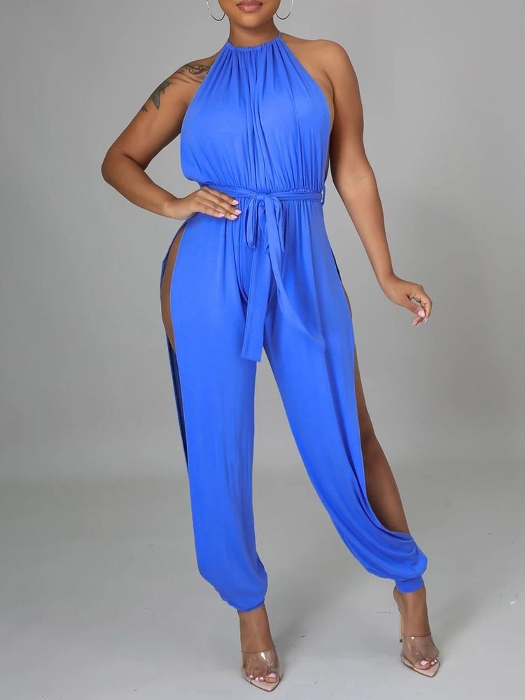 Plain Hollow Sexy Loose High Waist Damen Overall