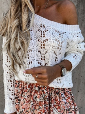 Damen Dünner Hohler Raglanärmel Langarm Standard Pullover