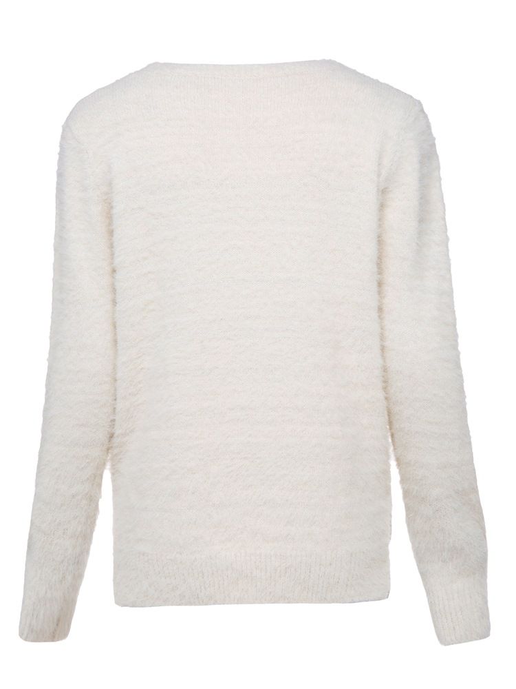 Damen-pullover Mit Pflanzenstickerei Mit Rundhalsausschnitt