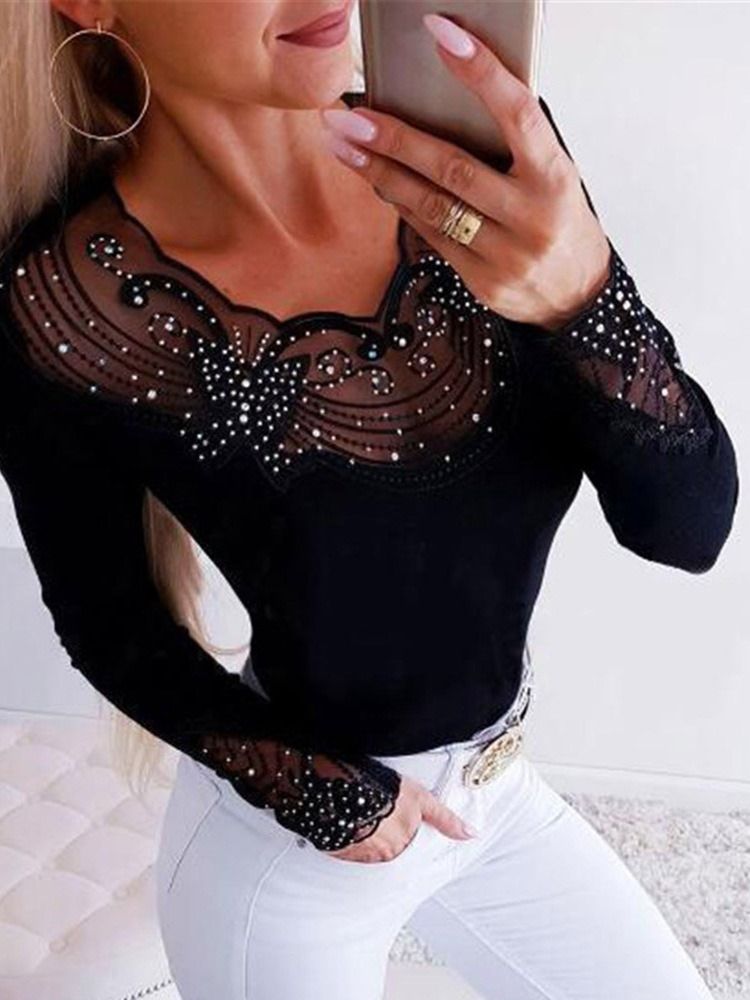 Patchwork Regular Standard Damen Slim Sweater